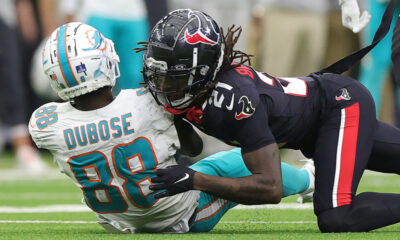 Dolphins receiver Grant DuBose hospitalized overnight after head injury against Texans