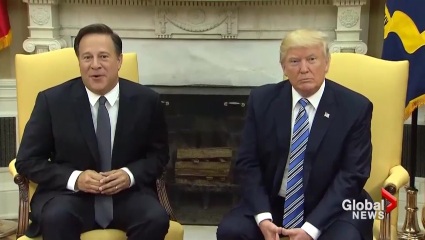 Click to play video: 'Trump refuses to say if he’s under investigation during meeting with Panama president'