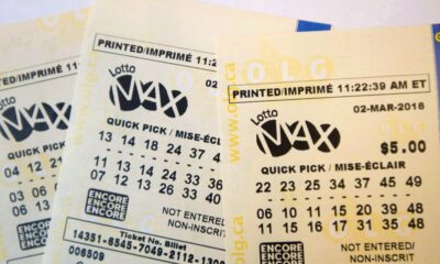 A lotto Max ticket is shown in Toronto on Monday Feb. 26, 2018. THE CANADIAN PRESS