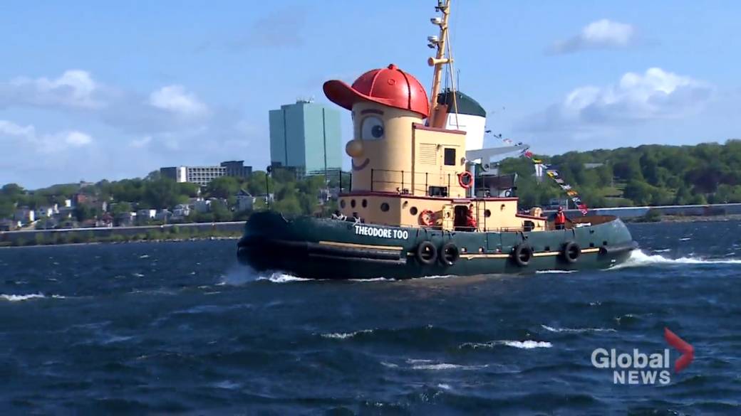 Click to play video: 'Iconic smiling tugboat sets sail for his new home'