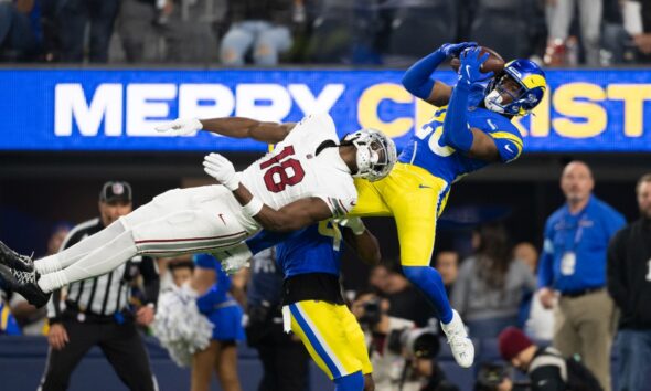 Witherspoon's last-minute interception preserves Rams' win over Cardinals