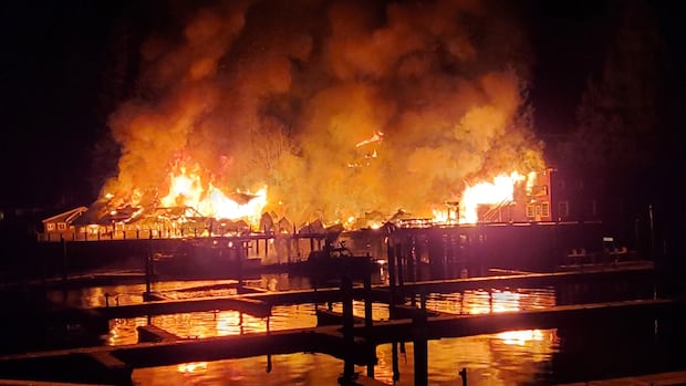 Fire destroys buildings, parts of historic boardwalk in Vancouver Island's Telegraph Cove