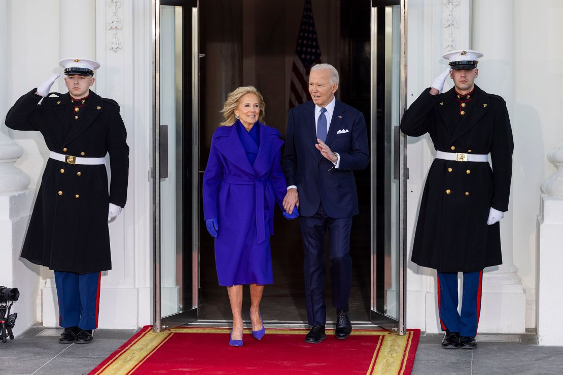 Former First Lady Jill Biden's bipartisan purple outfit was from American designer Ralph Lauren.