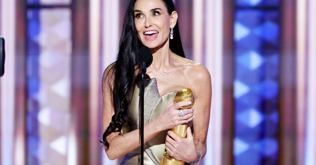 Demi Moore Wins Golden Globe for ‘The Substance,’ Capping Her Comeback