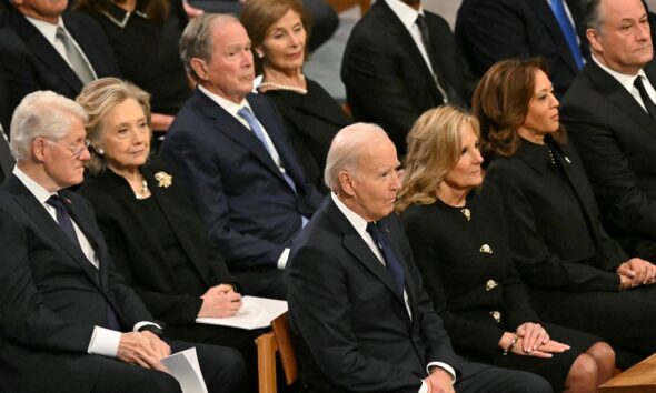 George W. Bush Belly Taps Barack Obama at Jimmy Carter Funeral