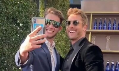 Glen Powell Adorably Greets His Look-Alike on Golden Globes Red Carpet