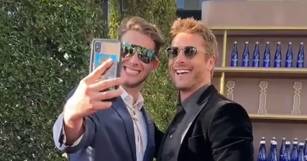 Glen Powell Adorably Greets His Look-Alike on Golden Globes Red Carpet