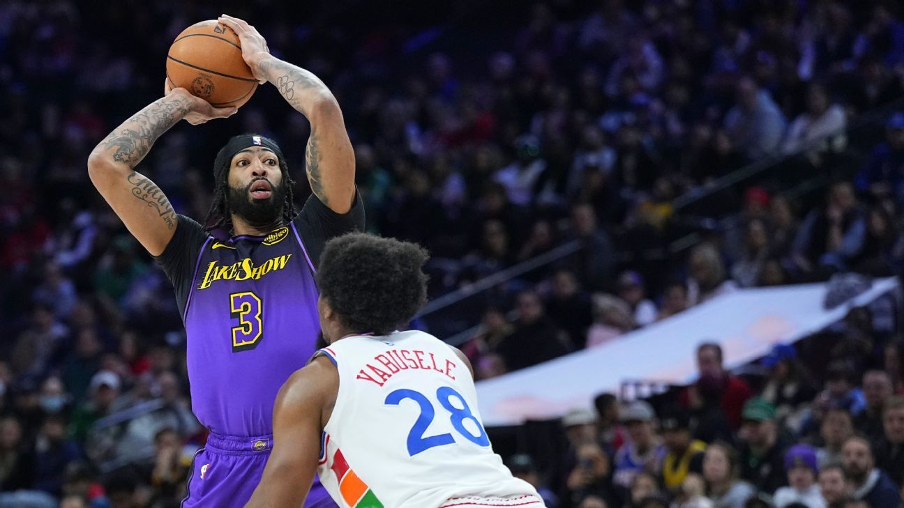 Lakers lose Anthony Davis vs. Sixers due to abdominal strain