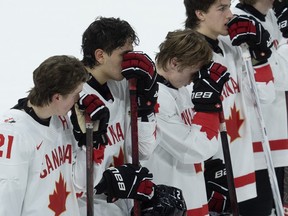 Team Canada after elimination from world junior hockey championship