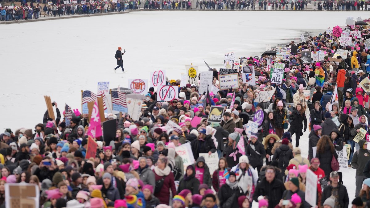 Protesters rally against Trump for People’s March – NBC4 Washington