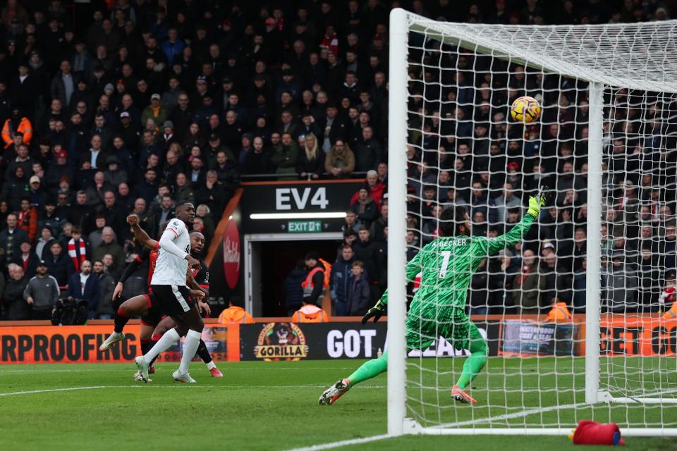 Antoine Semenyo crashes a shot against the post (Action Images via Reuters)