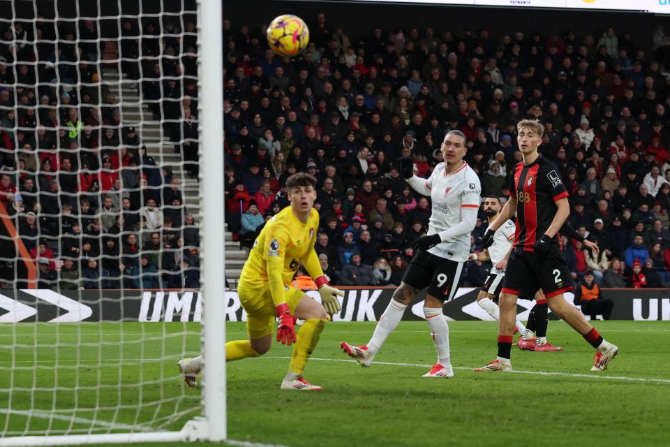 Salah bends the ball home for Liverpool's second goal (Action Images via Reuters)