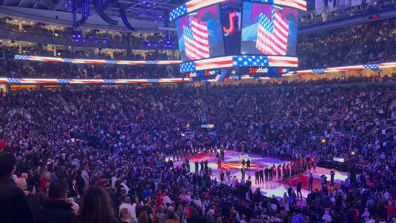 Toronto Raptors fans boo American national anthem as trade war heats up